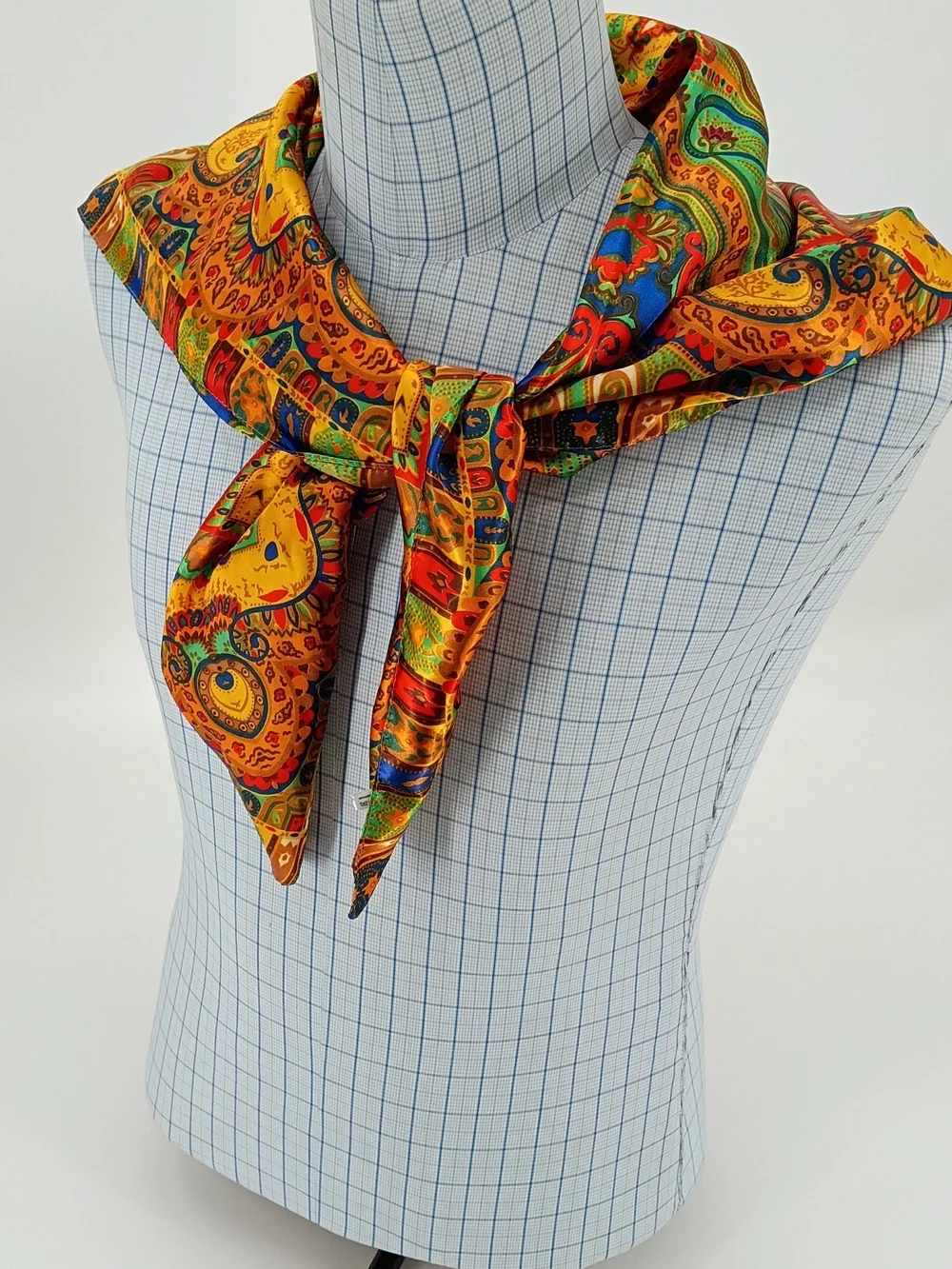 Cortciova Silk Feeling Polyester Scarf Vintage Paisley Multicolor Boho 34